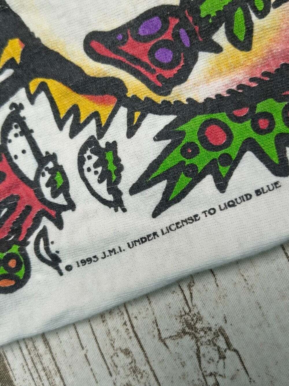 1993 Liquid Blue Psychedelic Monster Graphic T-Shirt Size M - Picture 4 of 9